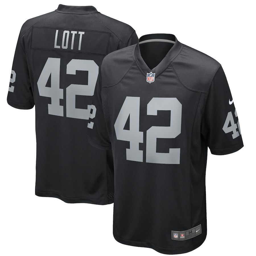 Men Oakland Raiders #42 Ronnie Lott Nike Black Game Retired Player NFL Jersey->oakland raiders->NFL Jersey